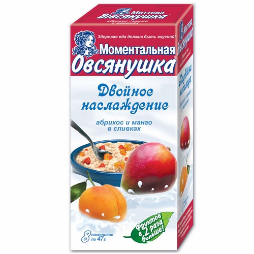 Porridge "Ovsyanochka double pleasure» with apricot, mango and cream