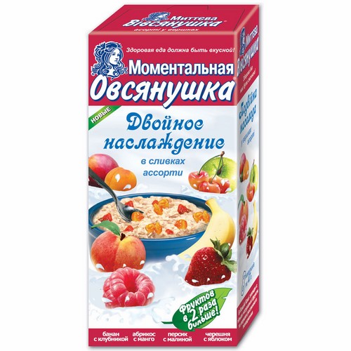Porridge "Ovsyanochka double pleasure» assorti with cream