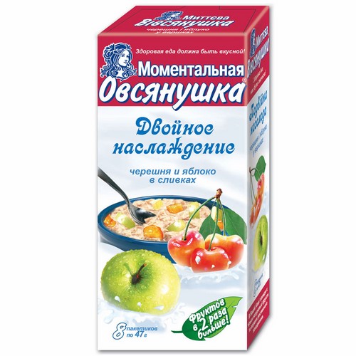 Porridge "Ovsyanochka double pleasure» with apple, cherry and cream