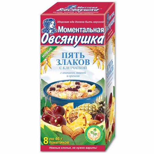 Porridge "Ovsyanochka Five cereals» with pineapple, cherry and nuts