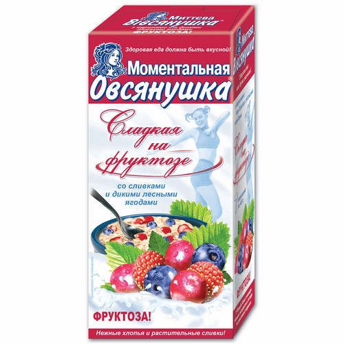 Porridge "Ovsyanochka sweet with fructose» with cream and wild berries