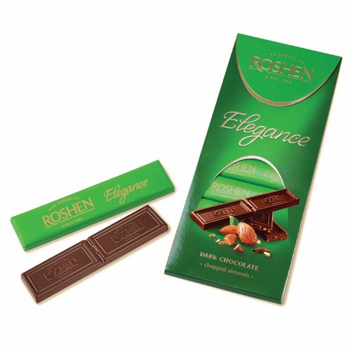 Шоколад «ROSHEN Elegance» экстрачерный с дробленым миндалем