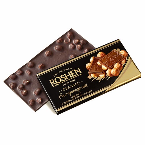 Шоколад «ROSHEN» экстрачерный с целыми лесными орехами
