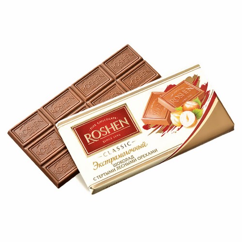Шоколад «ROSHEN» экстрамолочный с тертыми лесными орехами